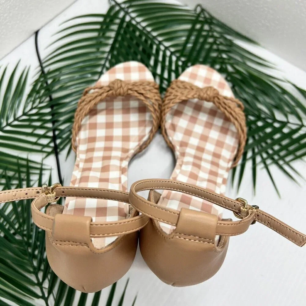 Draper James Elisa Tan Braided Open Toe Ankle Strap Dress Sandals Size 10 NWB